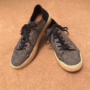 Gently Used Blue Lace-Up Toms Sneakers S 8.5